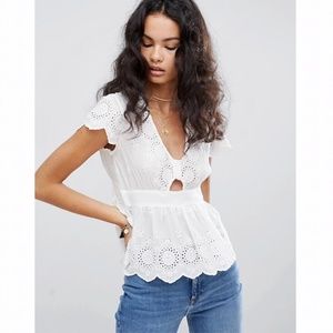 NWOT Free People Truly Yours Eyelet Top | XS